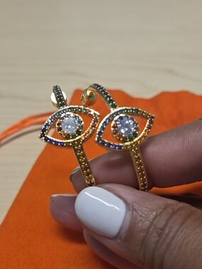 Kirt Geiger Gold-Tone Evil Eye Crystal Stud Earrings - Multicolor Accents